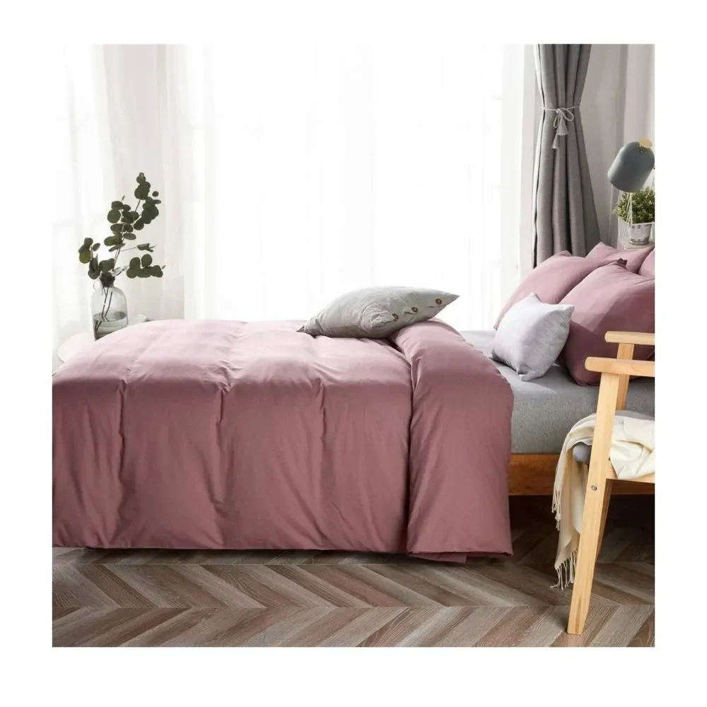 Queen Burgundy 100% Washed Cotton 3 Piece Luxury Duvet Cover Set